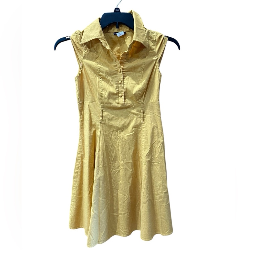 Tropical Wear Mustard Yellow Cap Sleeve Collared Dress